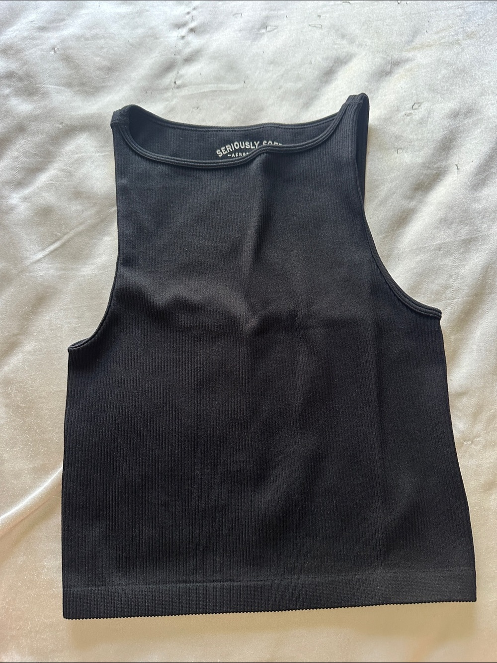 Aeropostale Black Ribbed High-Neck Tank